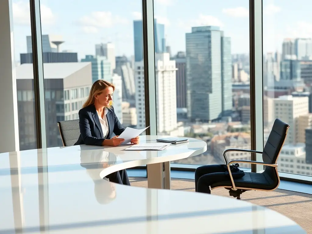 An image of a coach and client engaged in a one-on-one coaching session, with a focus on strategic planning and discussion, set in a modern office in London.