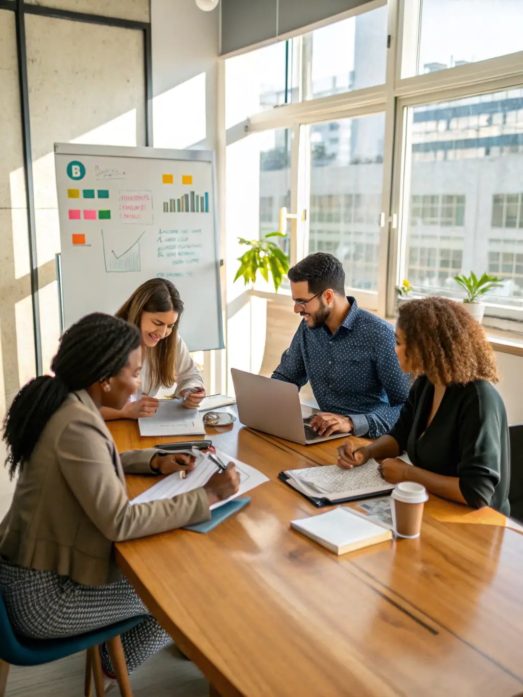 A group of professionals actively participating in a career growth workshop, engaging in discussions and activities focused on skill development.